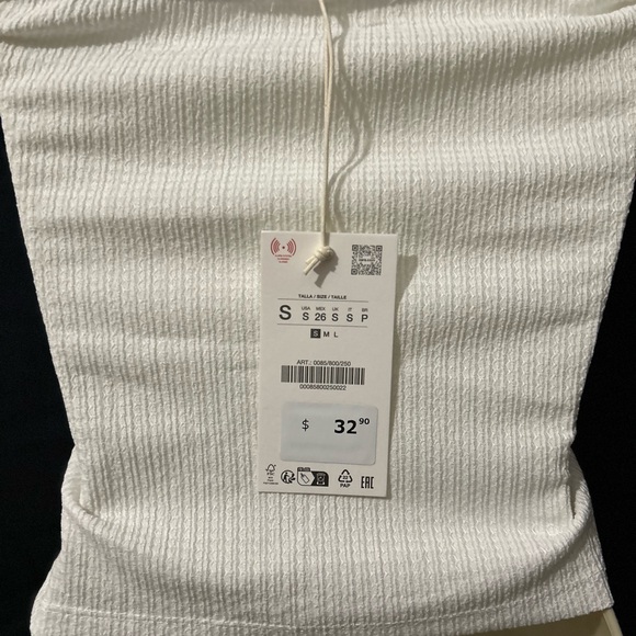 Zara White Ruffled Strapless Top - Picture 3 of 4